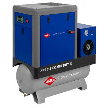 Skrutkový kompresor APS 7.5 Combi Dry X 10 bar 7.5 KM/5.5 kW 690 l/min 200 l Skrutkový kompresor APS 7.5 Combi Dry X 10 bar 7.5 KM/5.5 kW 690 l/min 200 l