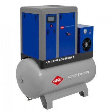 Skrutkový kompresor APS 15 IVR Combi Dry X 10 bar 15 KM/11 kW 380-1500 l/min 500 l