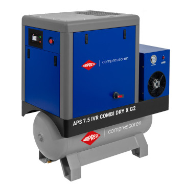 Skrutkový kompresor APS 7.5 IVR Combi Dry X G2 10 bar 7.5 KM/5.5 kW 290-790 l/min 200 l