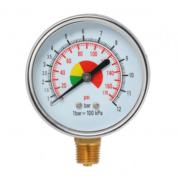 Manometer 63 mm 1/4" 0-12 bar - spodné pripojenie